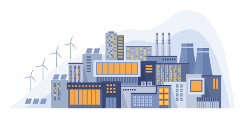 Obraz premium Energy self sufficiency concept. Energy efficiency and sustainability. Electricity production and consumption