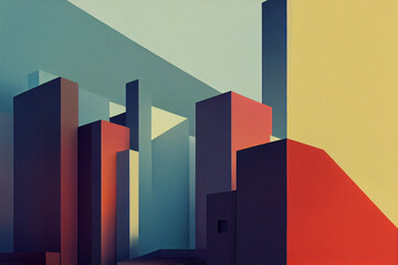 Modern geometric abstract pattern design with simple geometrical shapes and basic colorful forms.