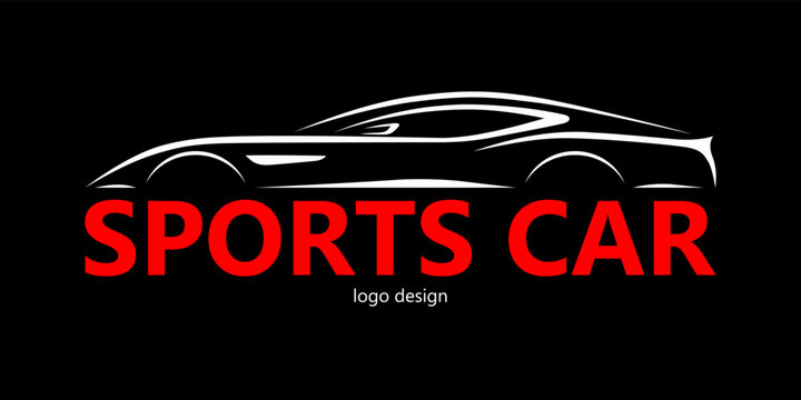 Sports car logo design. Silhouette of a car with place for company name, text, title. Vector illustration