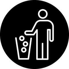 People drop garbage line icon design vector. Trash bin sign symbol. 