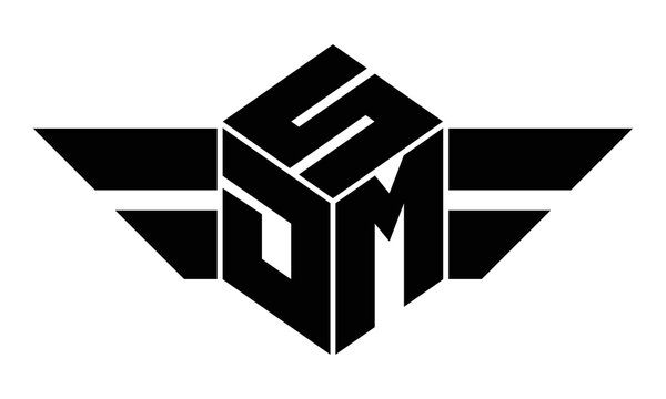 SDM three letter gaming logo in polygon cube shape logo design vector template. wordmark logo | emblem logo | monogram logo | initial letter logo | sports logo | minimalist logo | typography logo |