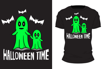 Cute ghosts with Halloween time, t-shirt design