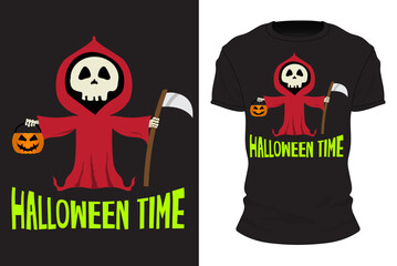 Grim reaper saying Halloween time, t-shirt design