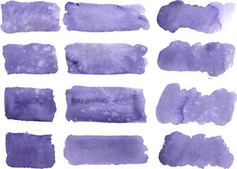 Big set of vector violet brush strokes.Watercolor texture splatters. Grunge rectangle text boxes. Frames for text or quote.
