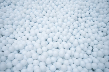 Many blue plastic balls for dry pool.