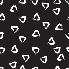 Pattern with Hand Drawn Irregular Triangles on a Black Background