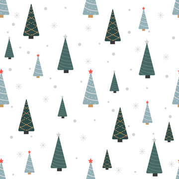 Christmas seamless pattern with spruce trees © Iryna
