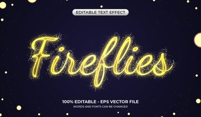 Glowing Fireflies text effect. Editable lightning bug text effect