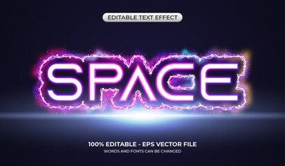 Fototapeta premium Realistic Space text effect. Editable Colorful Galaxy text effect.