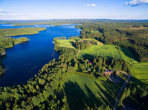 Aerial view of Pyhajarvi lake (Holy lake), Finland