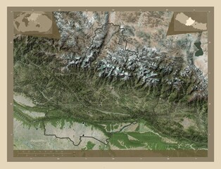 West, Nepal. High-res satellite. Major cities
