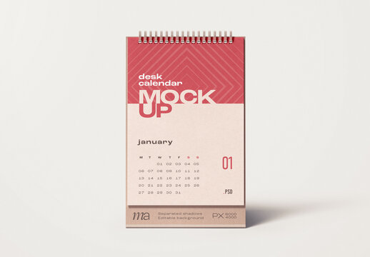 Vertical Desk Calendar Mockup