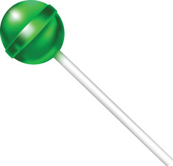 Bright green green lollipop with lemon, citrus, mint, berry and fruit flavors