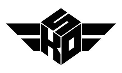 SKO three letter gaming logo in polygon cube shape logo design vector template. wordmark logo | emblem logo | monogram logo | initial letter logo | sports logo | minimalist logo | typography logo | - obrazy, fototapety, plakaty