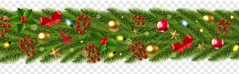 Christmas Garland Isolated Transparent Background