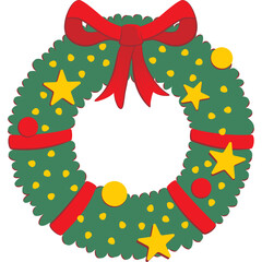 Christmas wreath. Vector illustration of a Christmas wreath to place on the door of the house.