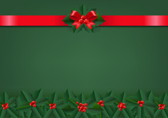 christmas background with holly berry