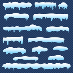 Collection Of Snow Snowball And Drifts Transparent Blue Background