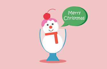 Vector of christmas day of ice cream sunday snowman with chat box. Illustration vector of christmas day ice cream sunday snowman background sale concept.use for X mas day festival , winter gift sale.