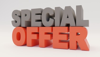 3d Special offer text on white background