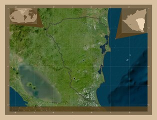 Atlantico Sur, Nicaragua. Low-res satellite. Major cities