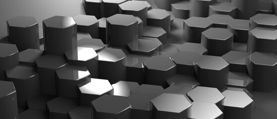 Futuristic surface with hexagons. Sci-fi background Geometric hexagonal 3d rendering - obrazy, fototapety, plakaty