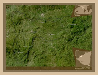 Madriz, Nicaragua. Low-res satellite. Labelled points of cities
