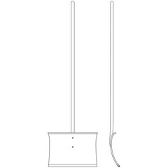 Wood snow shovel, snow plow with ergonomic handle, wooden snow clearer for small and large amounts of snow sketch drawing, contour lines drawn