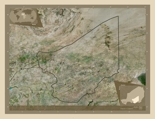 Zinder, Niger. High-res satellite. Labelled points of cities