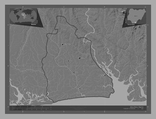 Akwa Ibom, Nigeria. Bilevel. Labelled points of cities