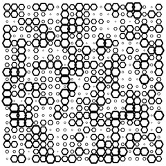 Hexagons, halftone random pattern background. Vector illustration.