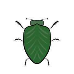 Green beetle on a white background. insect. cute character