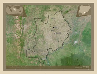 Ebonyi, Nigeria. High-res satellite. Labelled points of cities