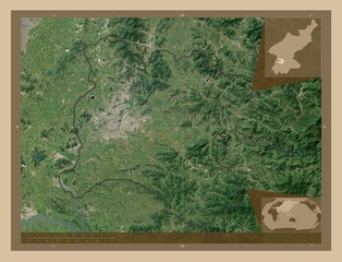 P'yongyang, North Korea. Low-res satellite. Major cities