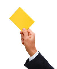 Gesture series: hand holding yellow card.