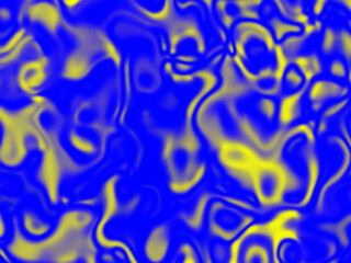 Blue yellow waves, abstract background with bubbles