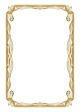 A gold frame with a handmade floral ornament. For your illustrations and books.
