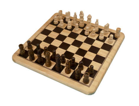 the chess pieces arranged on a chessboard