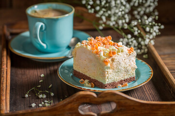 Homemade and sweet meringue served in porcelain.