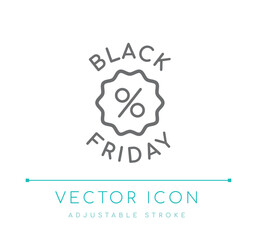Black Friday Discount Logo Line Icon