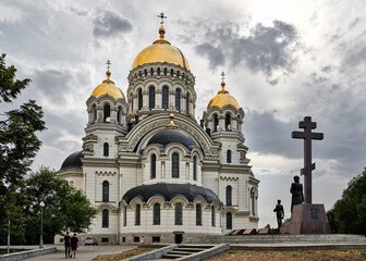 Fototapeta na wymiar Ascension Military All-Cossack Patriarchal Cathedral is an Orthodox church in Novocherkassk.