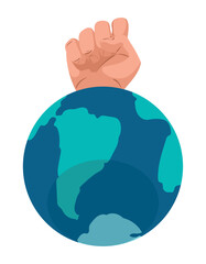 hand fist in world planet