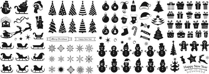 Christmas Vector Icon Set. Vector illustration. - obrazy, fototapety, plakaty