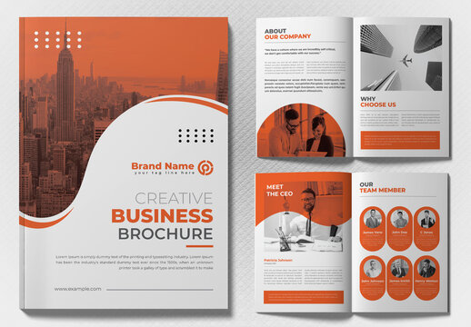 Bifold Business Brochure Layout with Diamond Photo Elements