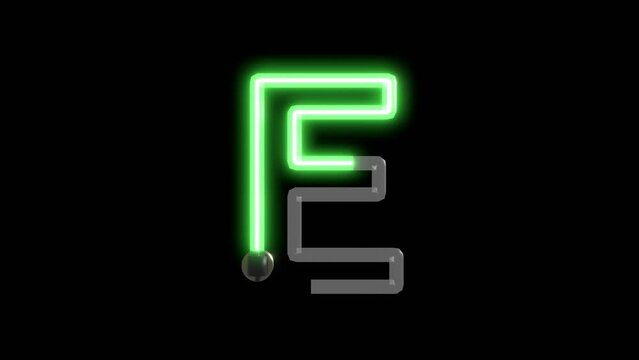 Neon script word  Themed Font  Letter E
