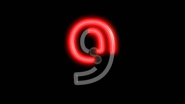 Neon script word  Themed Font  Number 9