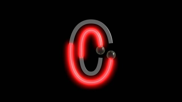 Neon script word  Themed Font  Number 0