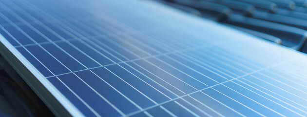 Close-up of solar panel installed on the roof.