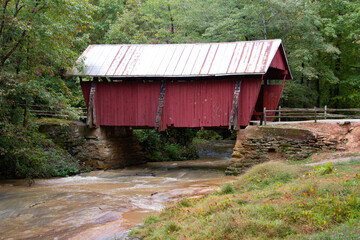 Side view of Campbell Covered Bridge in South Carolina