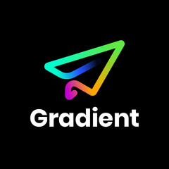 Vector multicolor logotype template. Simple paper plane illustrations isolated. Folded plane icons modern style.  trendy send message color vector icon gradient for web and ui design, mobile apps.